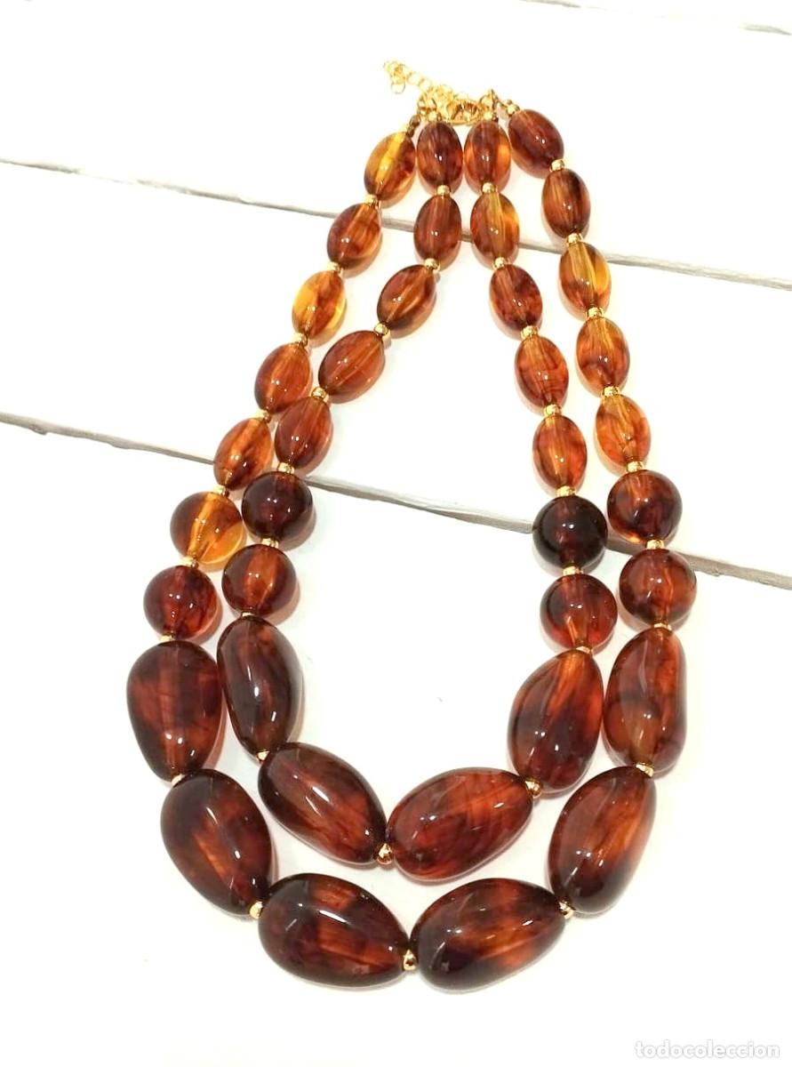 Joyeria: Collar corto de 2 l&iacute;neas color marr&oacute;n, Nuevo - Foto 3