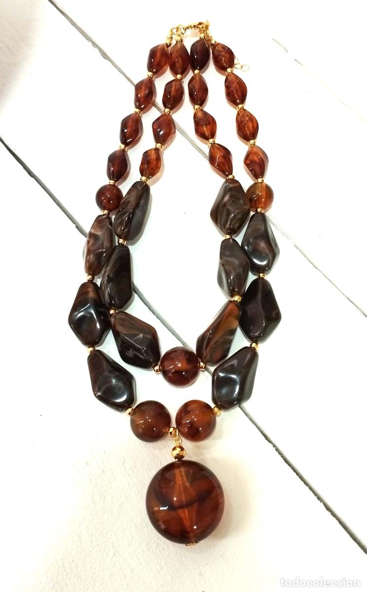 Joyeria: Collar corto de 2 l&iacute;neas color marr&oacute;n, Nuevo - Foto 3