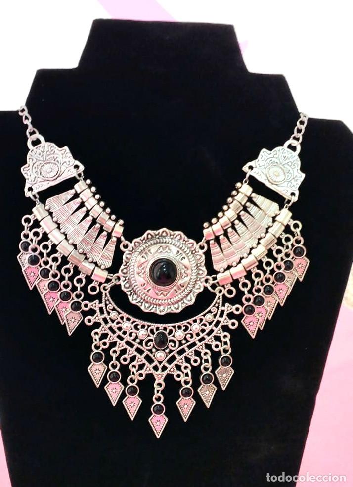 Joyeria: Collar corto color plata con negro, Nuevo - Foto 2