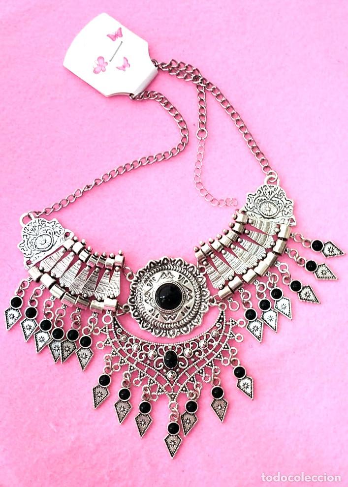 Joyeria: Collar corto color plata con negro, Nuevo - Foto 3
