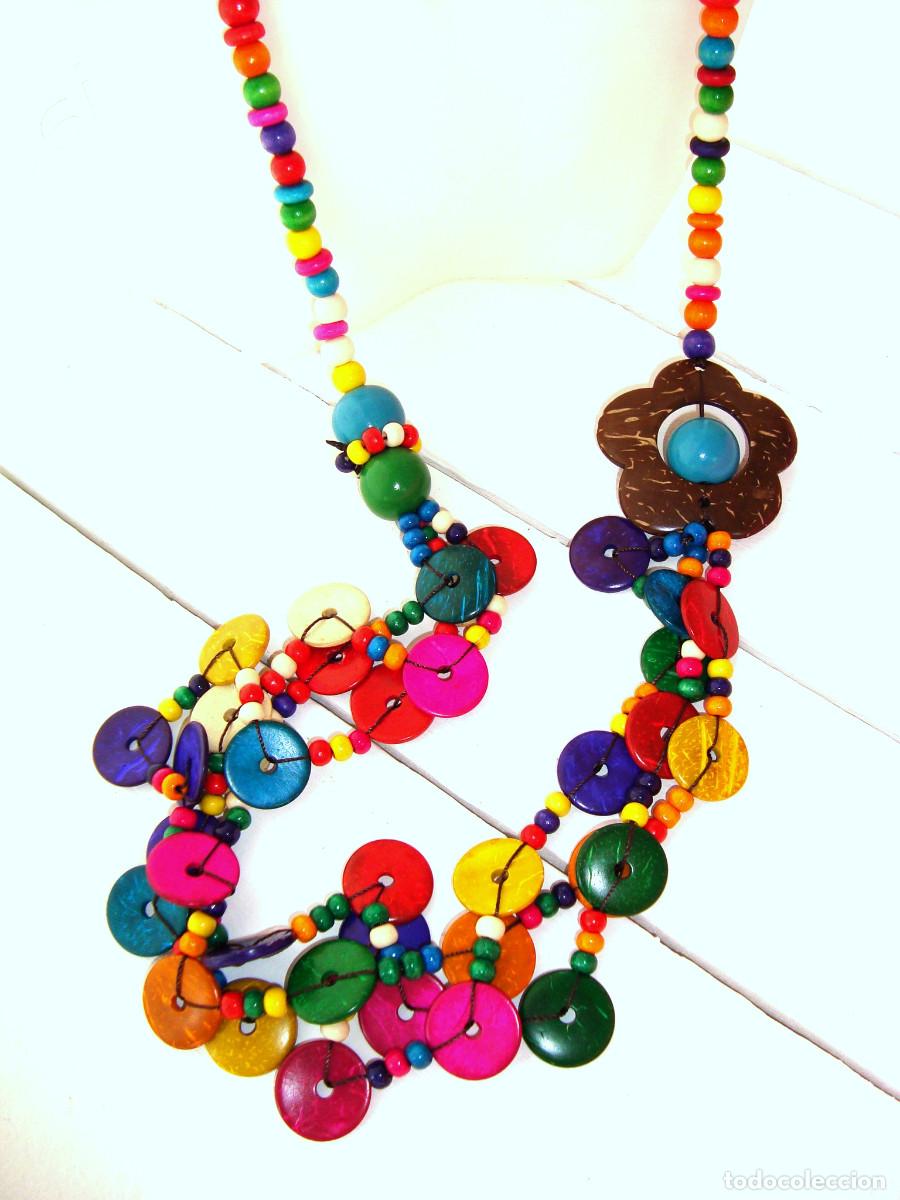 Joyeria: Collar bohemio largo de madera multicolor, antial&eacute;rgico , Nuevo - Foto 2