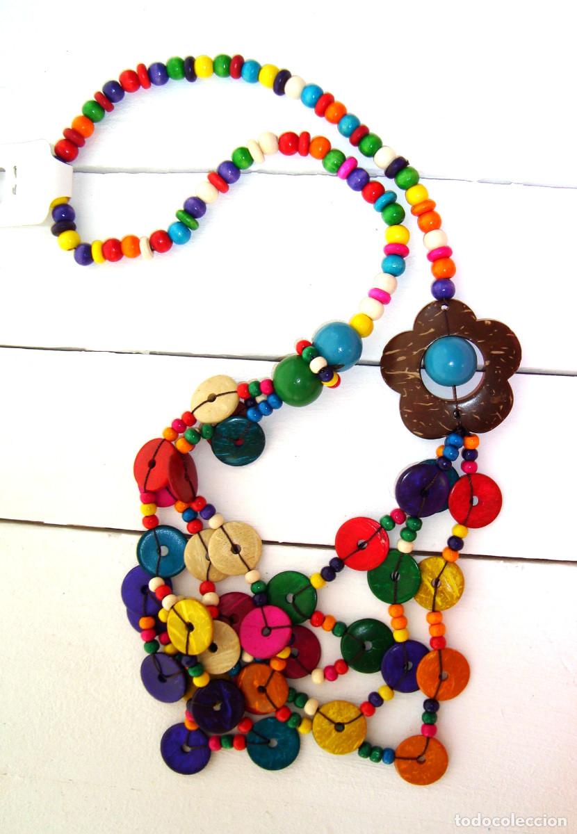 Joyeria: Collar bohemio largo de madera multicolor, antial&eacute;rgico , Nuevo - Foto 3