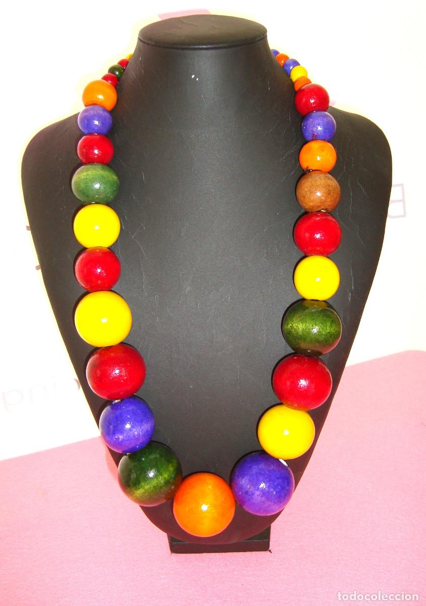Joyeria: Collar espectacular de madera multicolor, antial&eacute;rgico , Nuevo