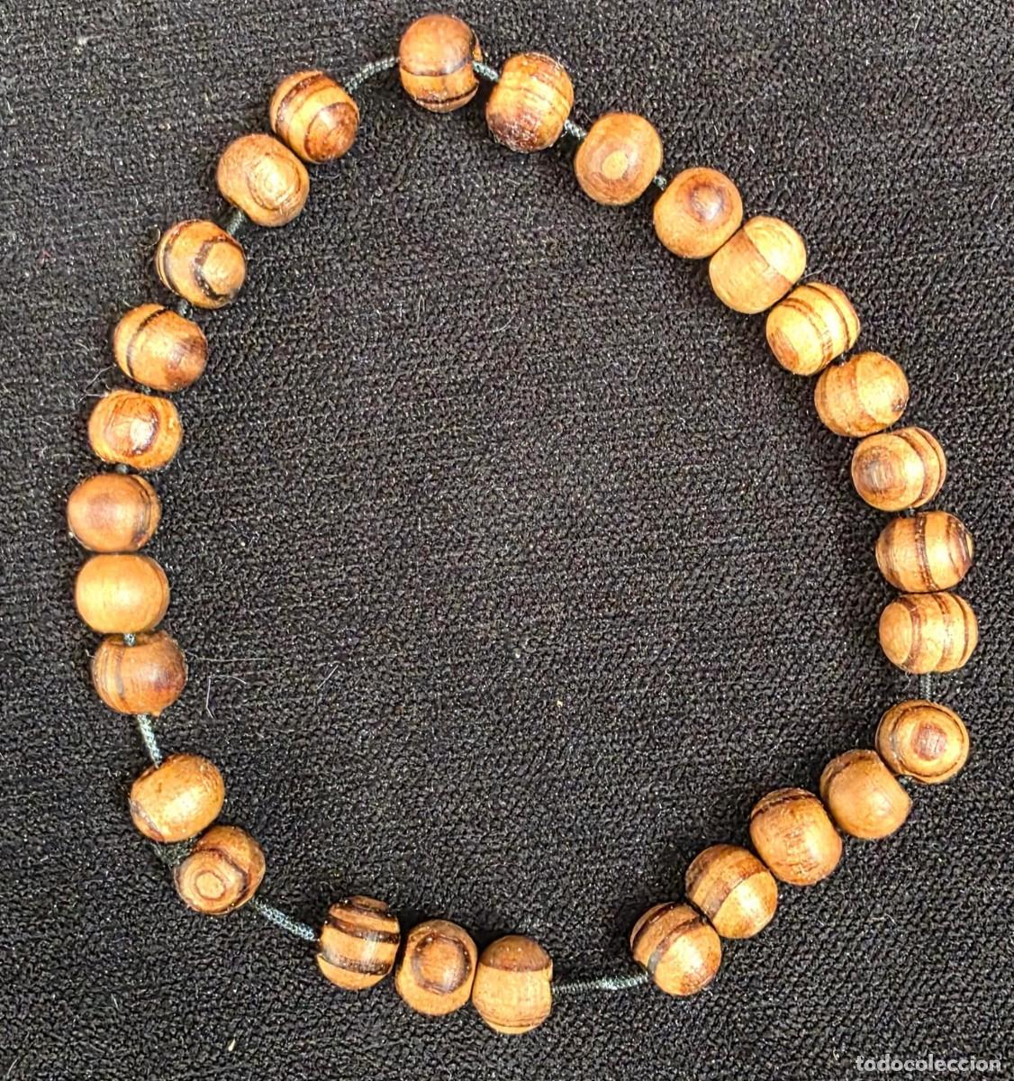 Joyeria: Pulsera Vintage de Cuentas de Madera Natural Artesanal &ndash; El&aacute;stica &ndash; 9 cm de Di&aacute;metro