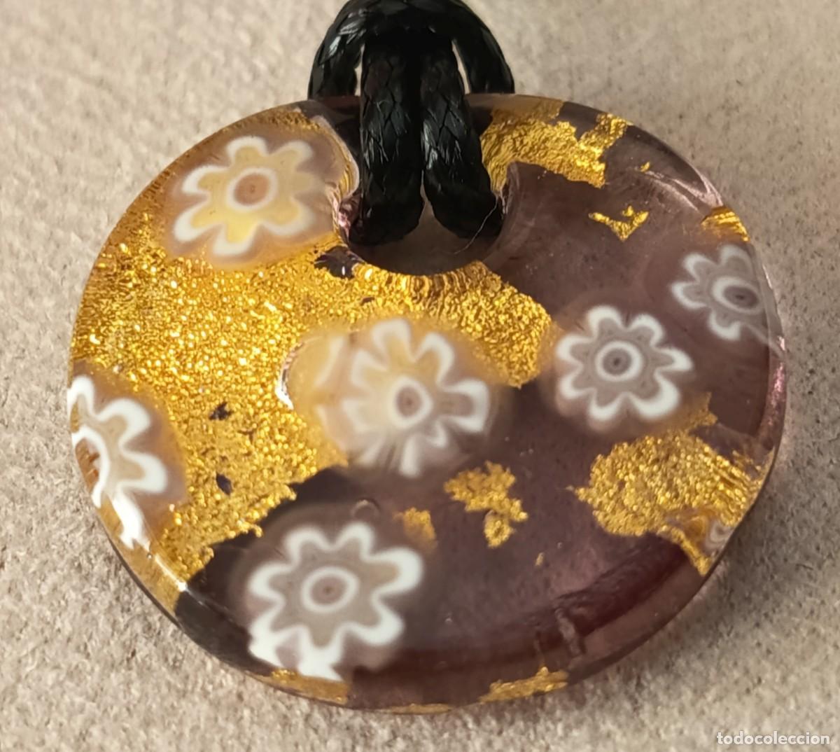 Joyeria: BONITO COLGANTE DE CRISTAL DE MURANO BEIGE CON DETALLES DE MURRINA Y DORADO