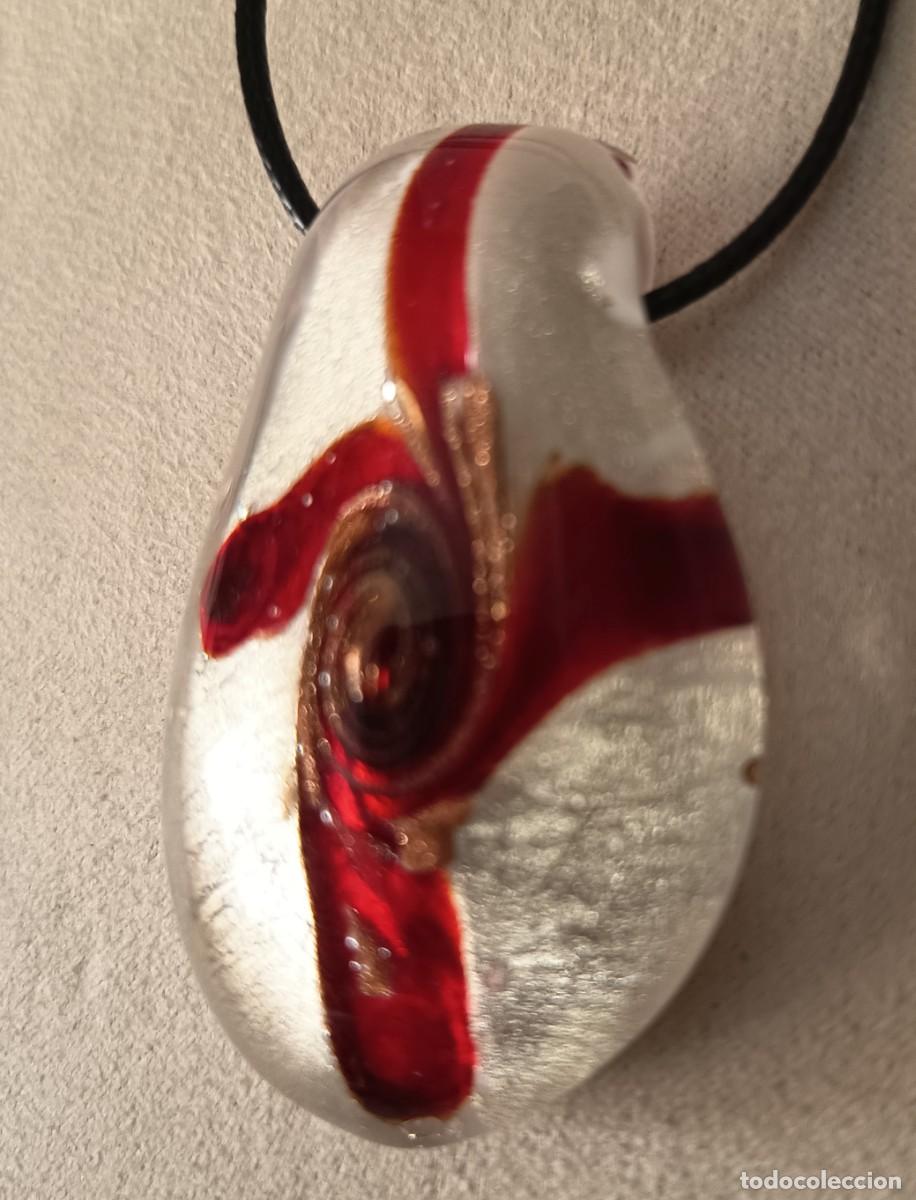 Joyeria: MARAVILLOSO COLGANTE DE CRISTAL DE MURANO EN FORMA DE GOTA EN BANCO, PLATA Y ROJO