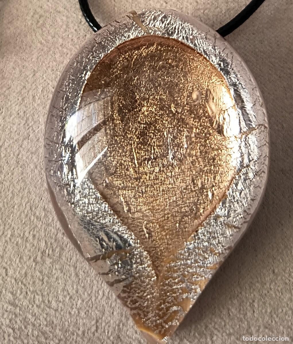 Joyeria: ALEGRE COLGANTE DE CRISTAL DE MURANO EN FORMA DE GOTA EN DORADO Y PLATA