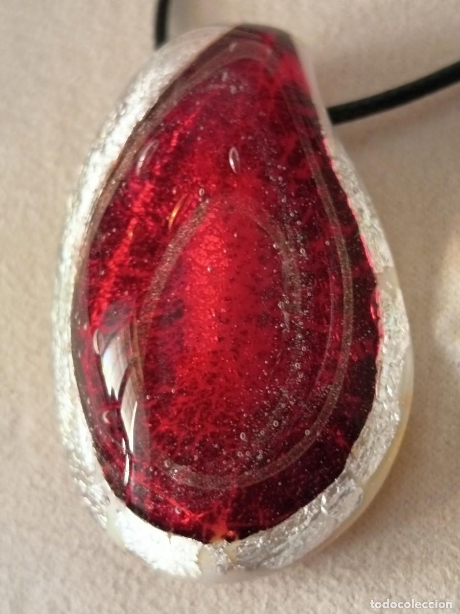 Joyeria: ESCLUSIVO COLGANTE DE CRISTAL DE MURANO EN TONO ROJO Y BORDE EN PLATA