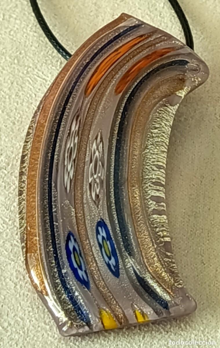 Joyeria: HERMOSO COLGANTE DE CRISTAL DE MURANO CON MURRINA Y DETALLES DORADOS