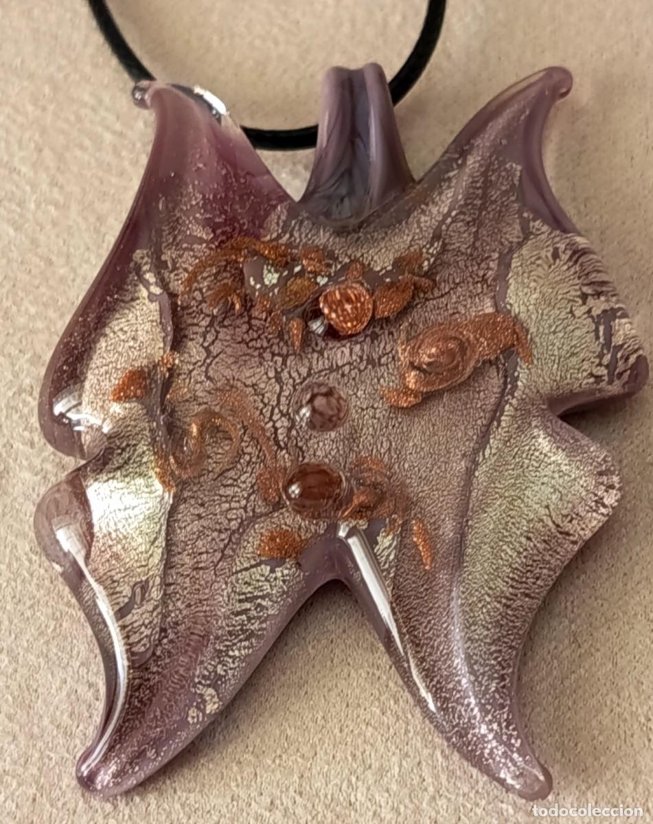 Joyeria: BONITO COLGANTE DE CRISTAL DE MURANO EN FORMA DE MARIPOSA CON DETALLES DORADOS