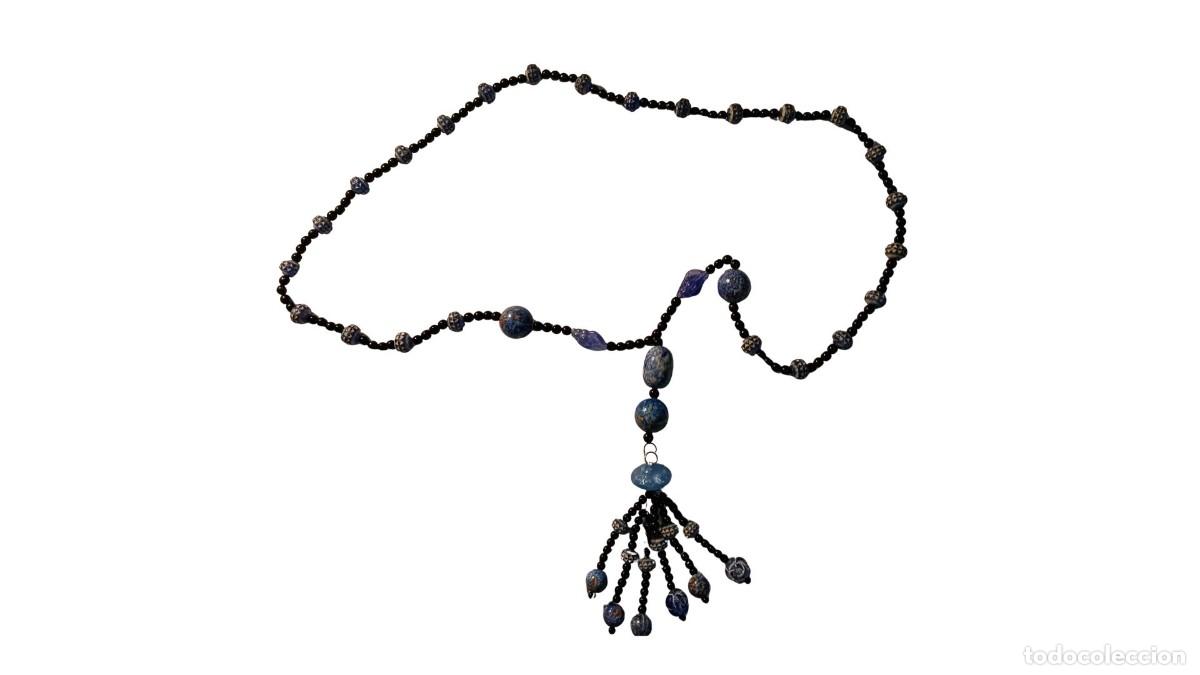 Joyeria: COLLAR LARGO BISUTER&Iacute;A VINTAGE &middot; CUENTAS VIDRIO BOHEMIO AZUL &middot; A&Ntilde;OS 60/70