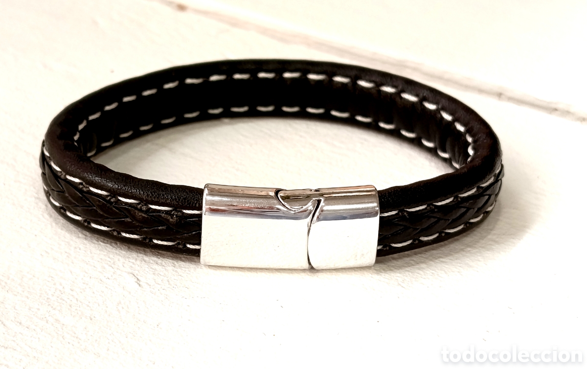 Joyeria: Pulsera para hombre de piel color negro, nueva