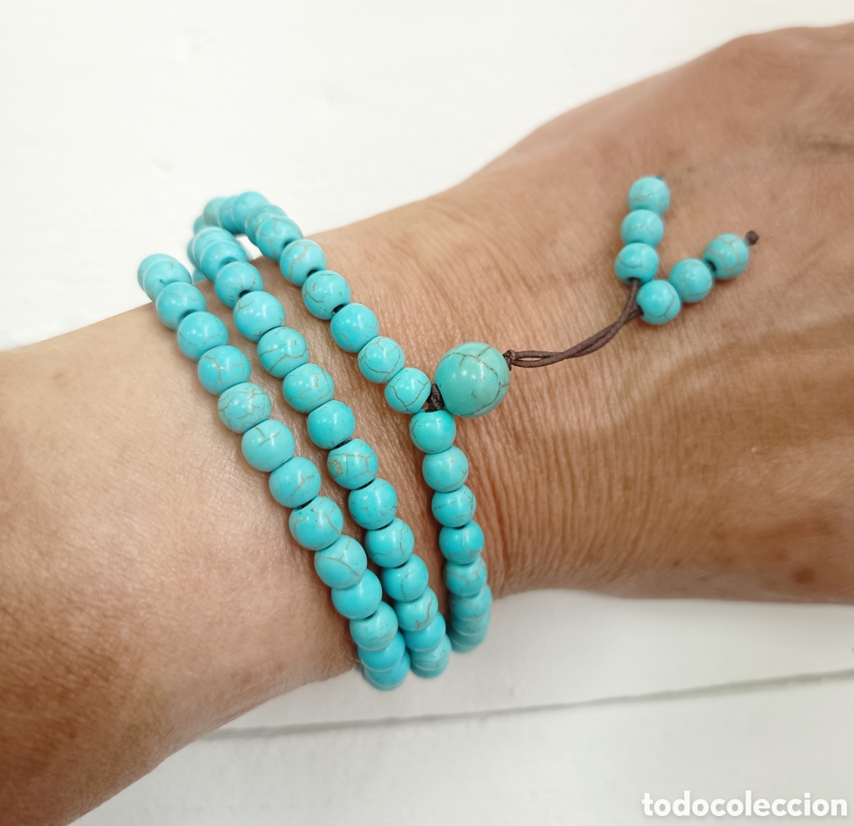 Joyeria: Collar mala de 108 cuentas de turquesa preparado energ&eacute;ticamente con palo santo