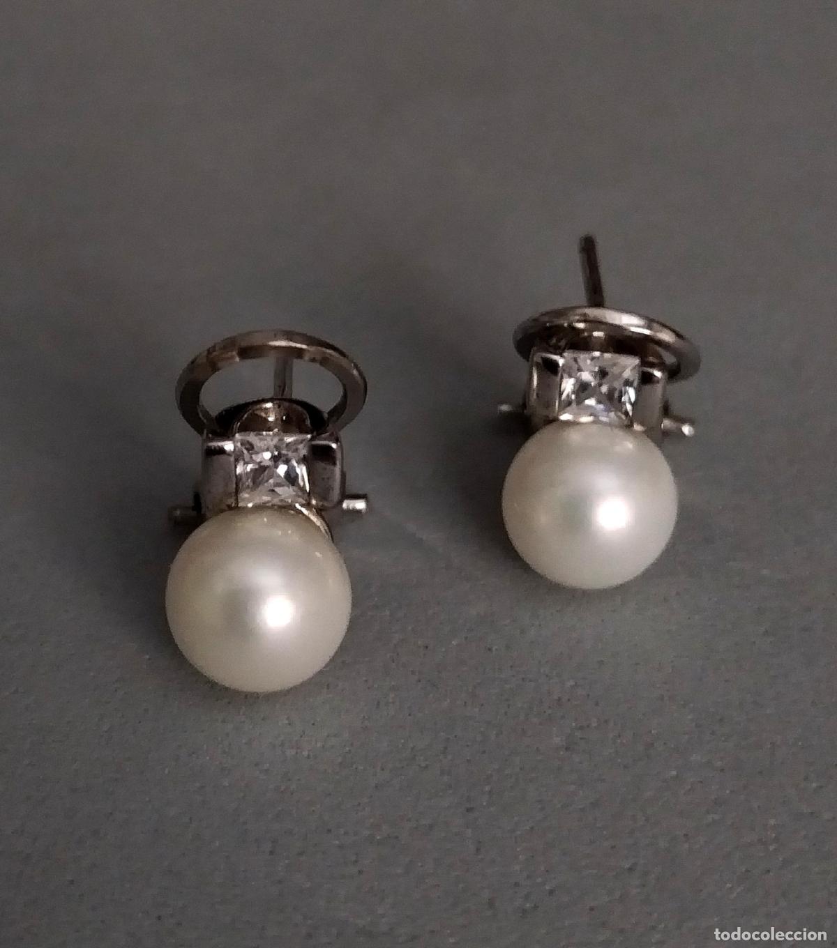 Joyeria: Pendientes plateados con perlas y circonitas - Foto 2