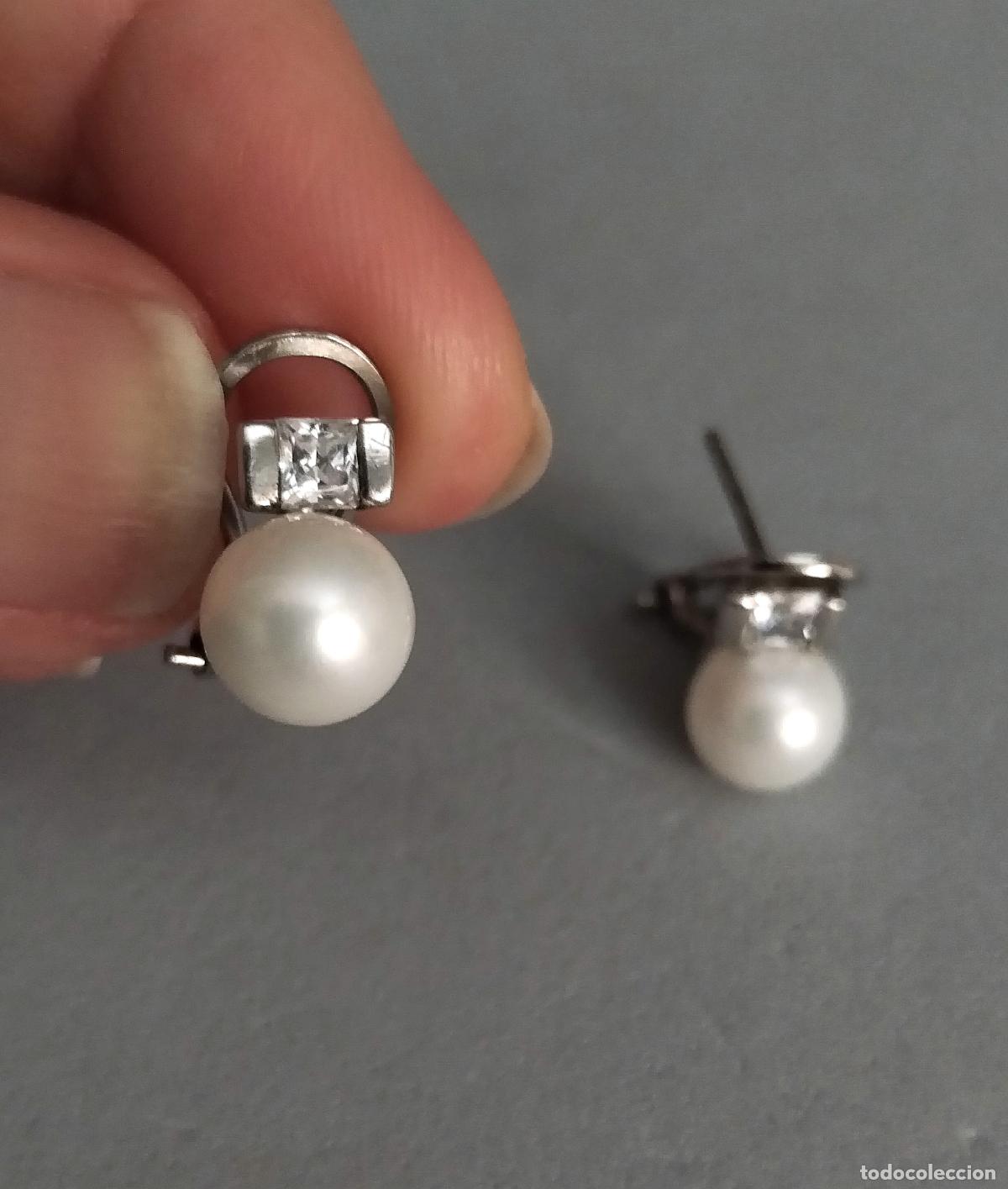 Joyeria: Pendientes plateados con perlas y circonitas - Foto 3