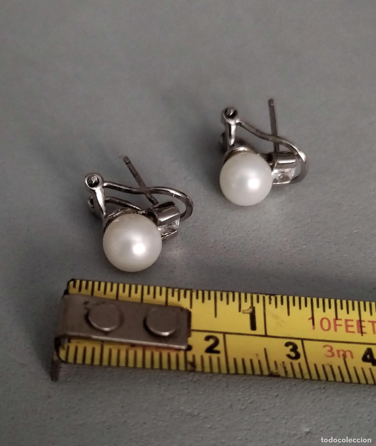 Joyeria: Pendientes plateados con perlas y circonitas - Foto 4