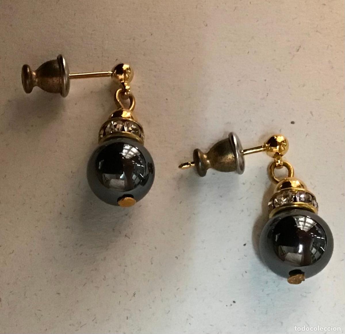 Joyeria: PENDIENTES DORADOS, HEMATITE Y CRISTAL - Foto 2