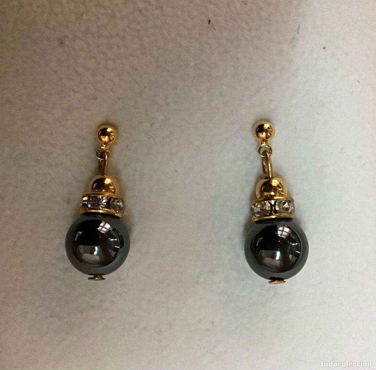 Joyeria: PENDIENTES DORADOS, HEMATITE Y CRISTAL