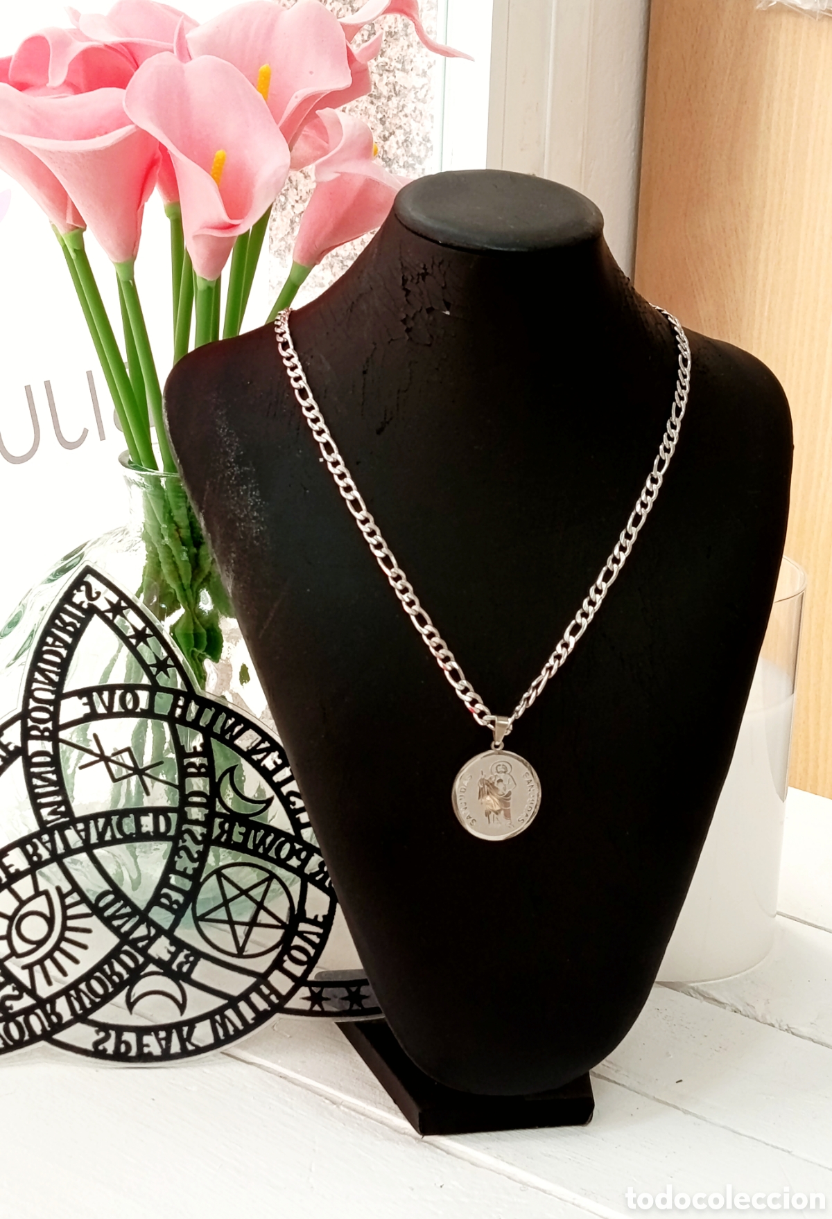 Joyeria: Colgante de protecci&oacute;n de San Judas Tadeo, de acero, dnuevo
