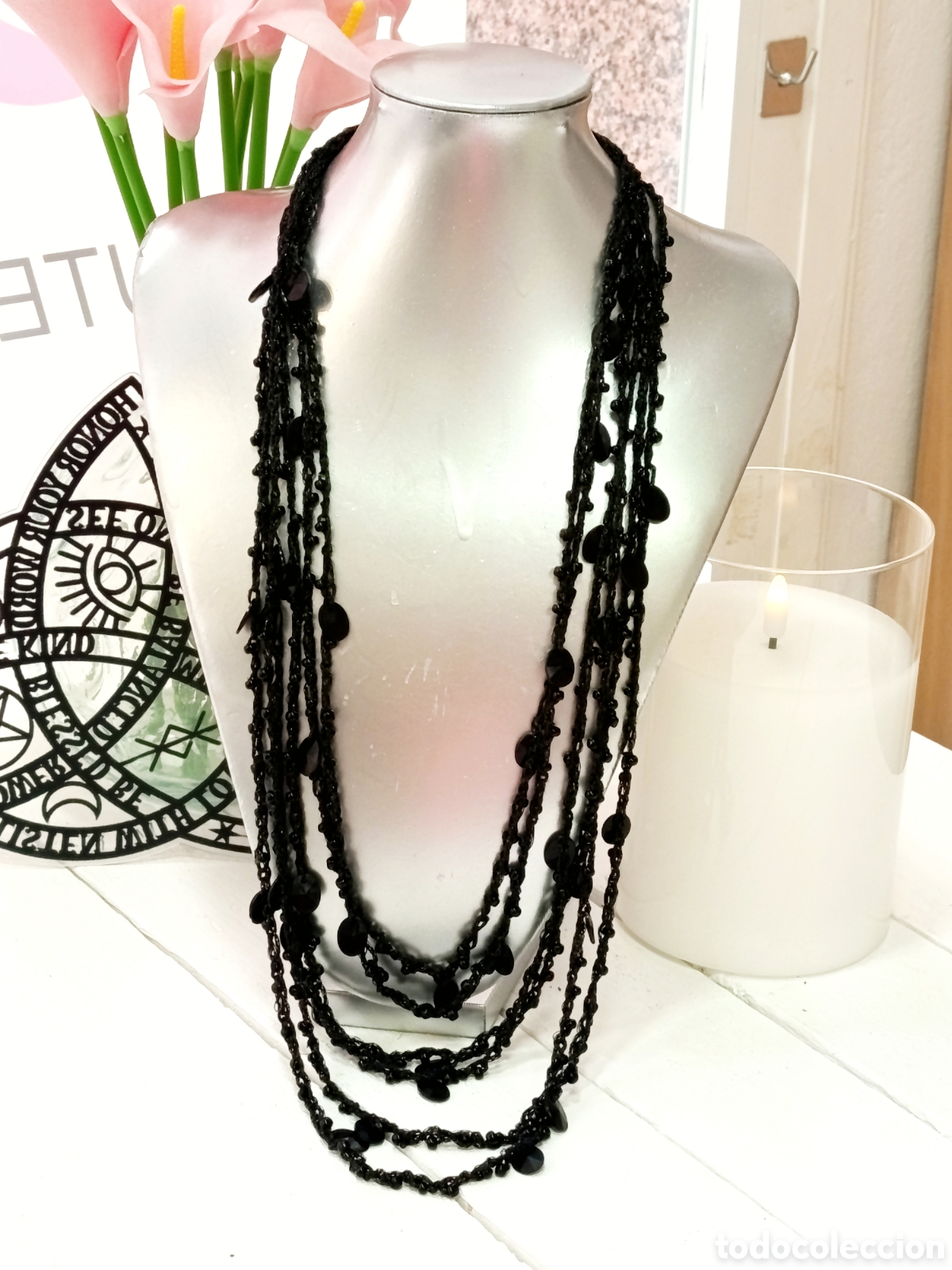 Joyeria: Collar bohemio color negro, a&ntilde;o 2000, nuevo