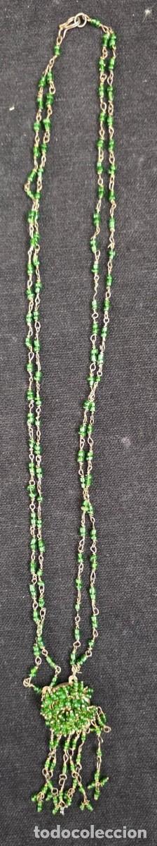 Joyeria: Collar Vintage de Cuentas Verdes con Colgante de Flecos &ndash; Estilo Boho &Eacute;tnico 28 cm