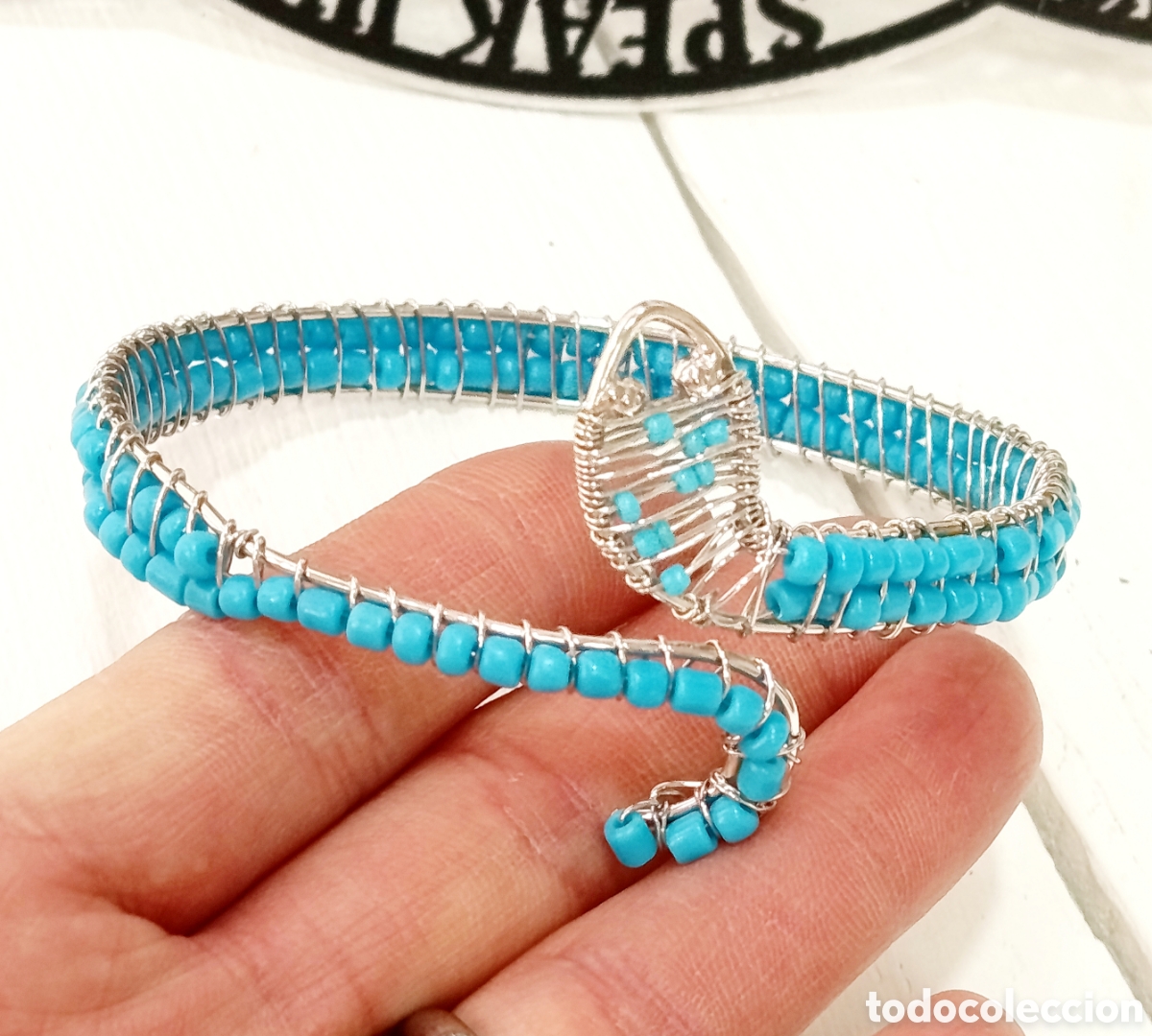 Joyeria: Brazalete para brazo serpiente de cristal azul, a&ntilde;os 90's, nuevo