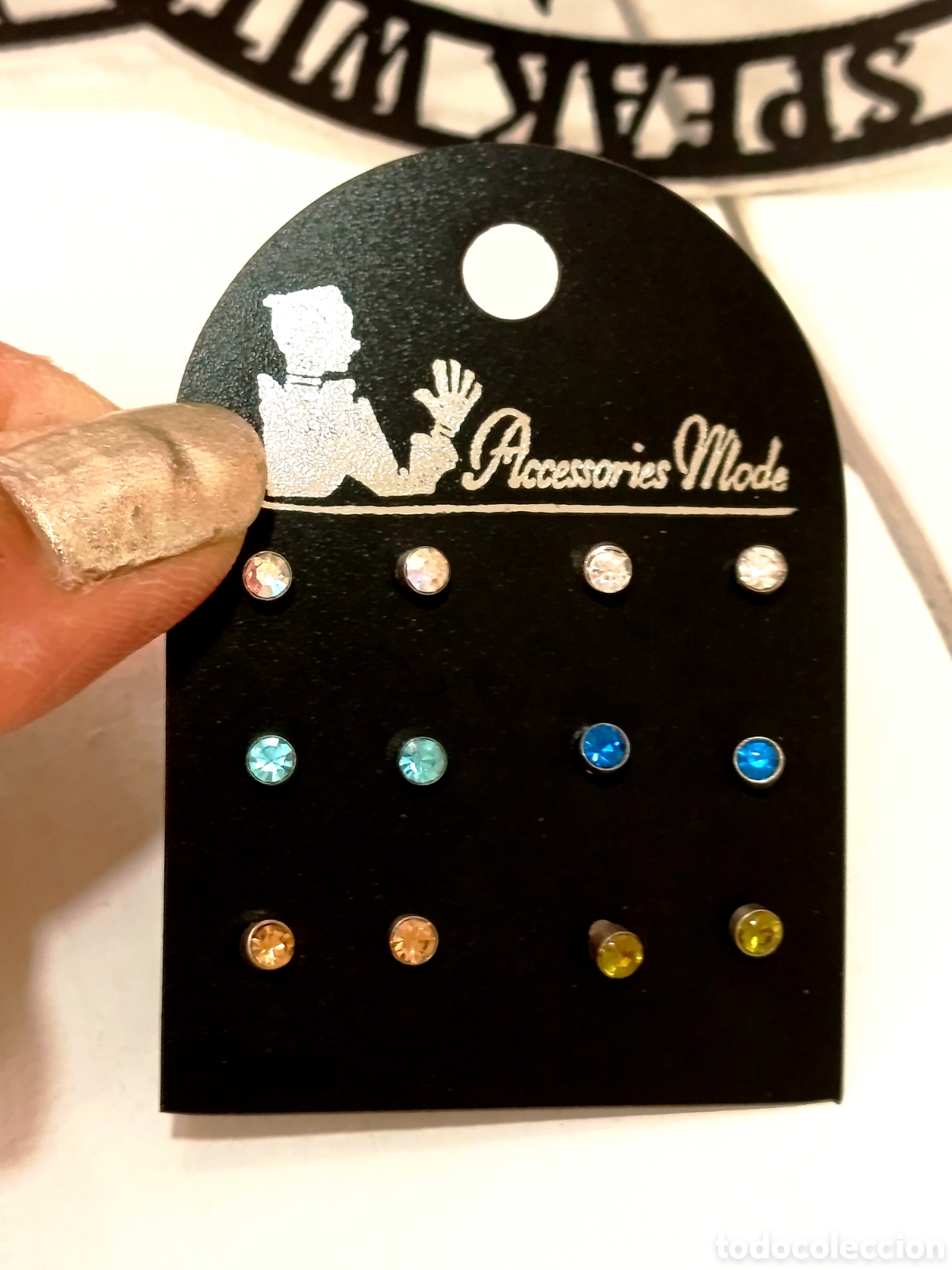 Joyeria: 6 pares de pendientes con strass, a&ntilde;o 2000, nuevos