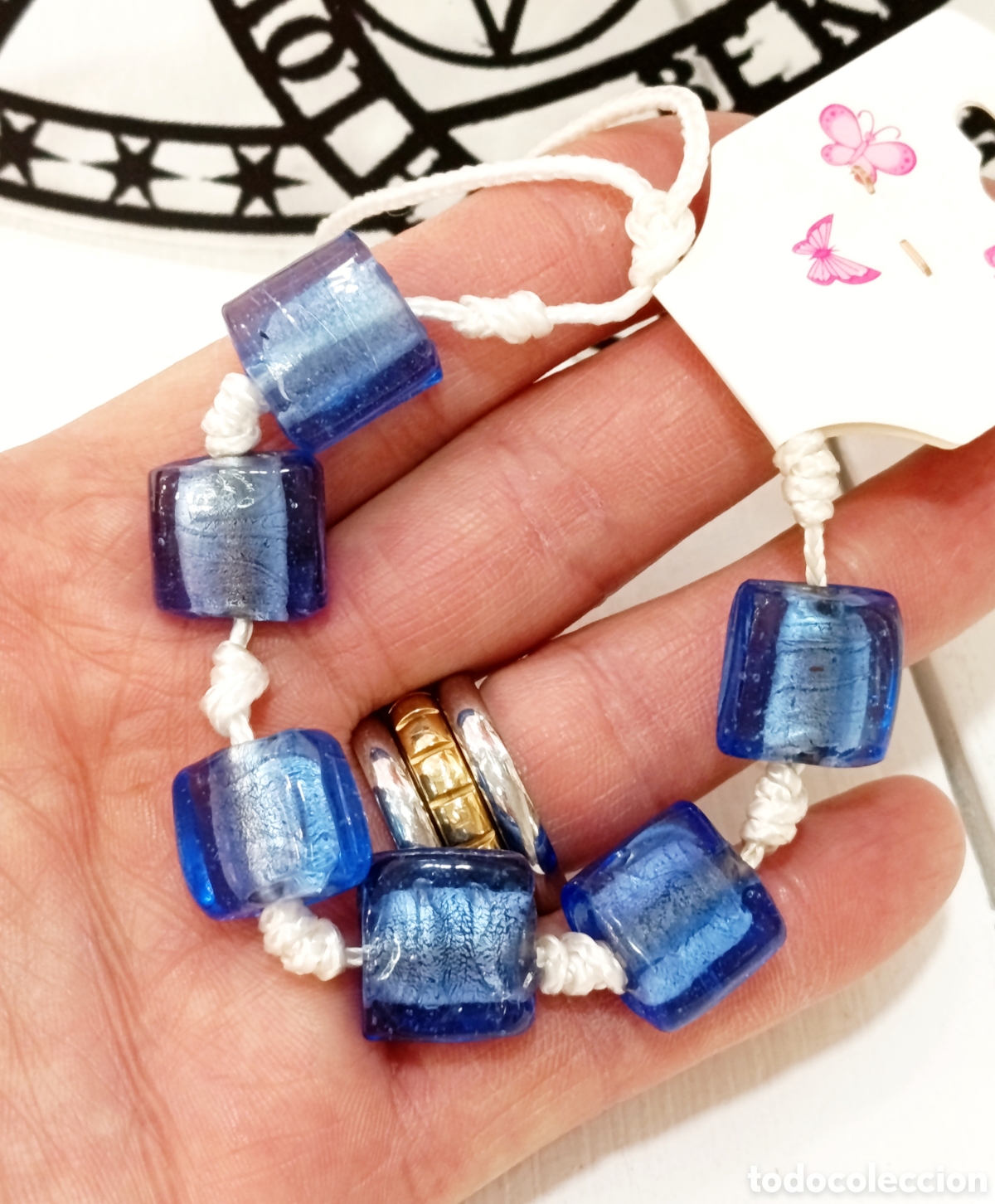 Joyeria: Pulsera de cristal color azul, antial&eacute;rgica, nueva