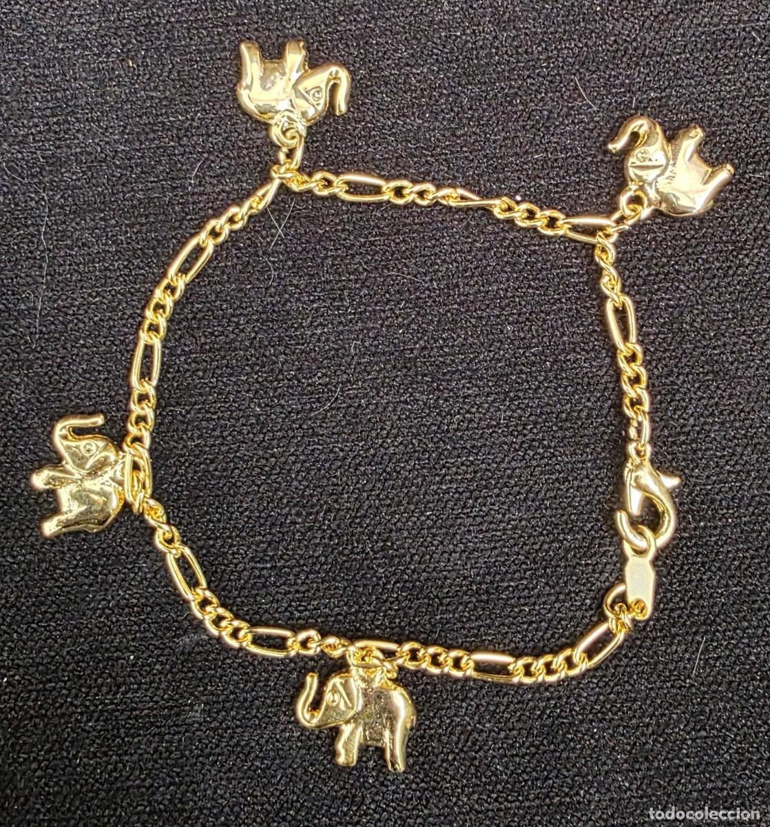 Joyeria: Pulsera dorada con colgantes de elefante de la suerte &ndash; 7 cm &ndash; Estilo vintage y elegante