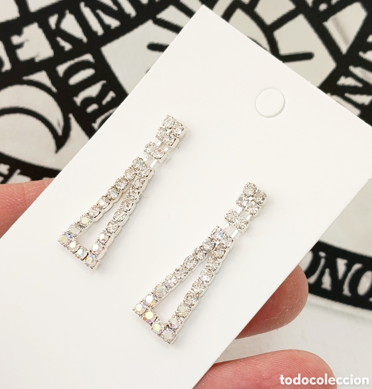 Joyeria: Pendientes con cristal, a&ntilde;o 2000, nuevos