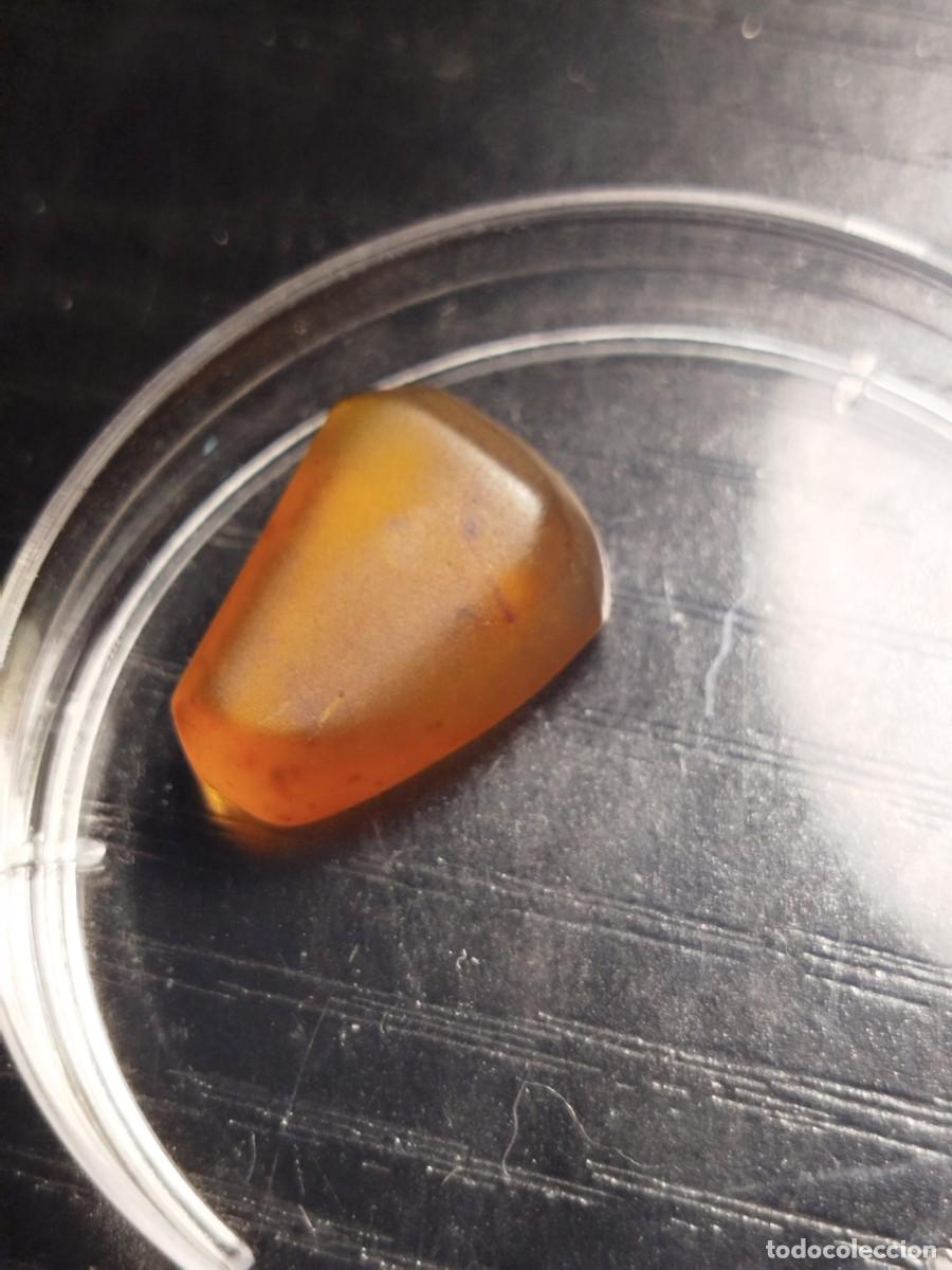 Joyeria: &Aacute;mbar B&aacute;ltico, cabuj&oacute;n trapezoidal, amarillo meloso. 40 millones de a&ntilde;os aproximadamente.