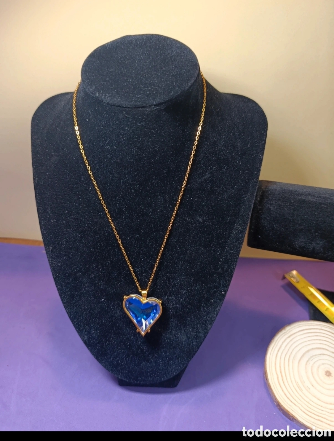 Joyeria: Collar acero dorado corazon translucido