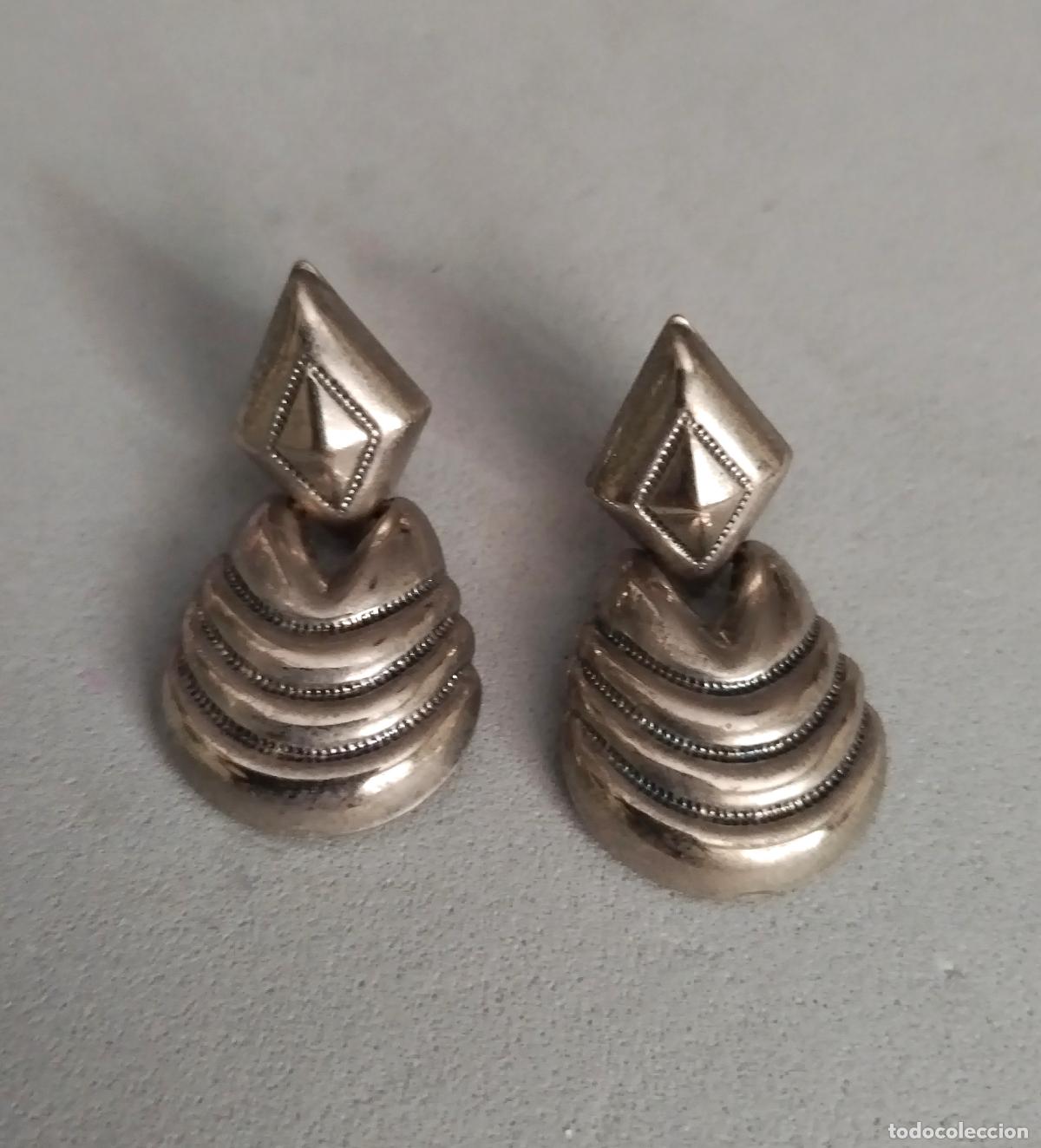 Joyeria: Pendientes plateados, cierre de clip. - Foto 2