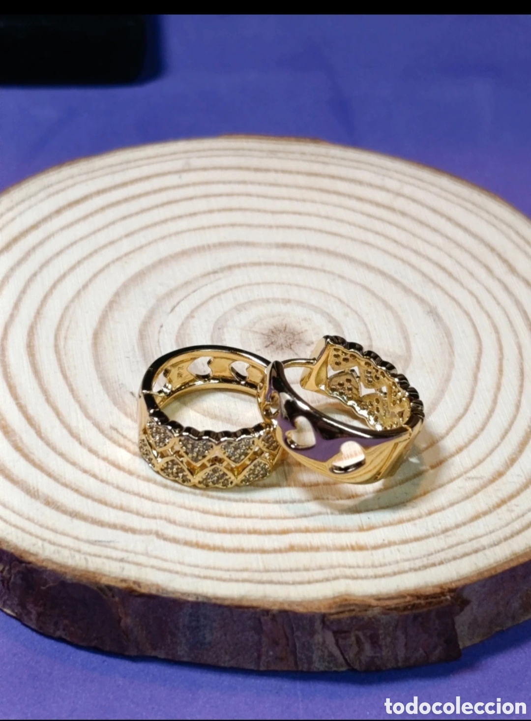 Joyeria: Pendientes acero dorado y circonitas. Dise&ntilde;o corazones