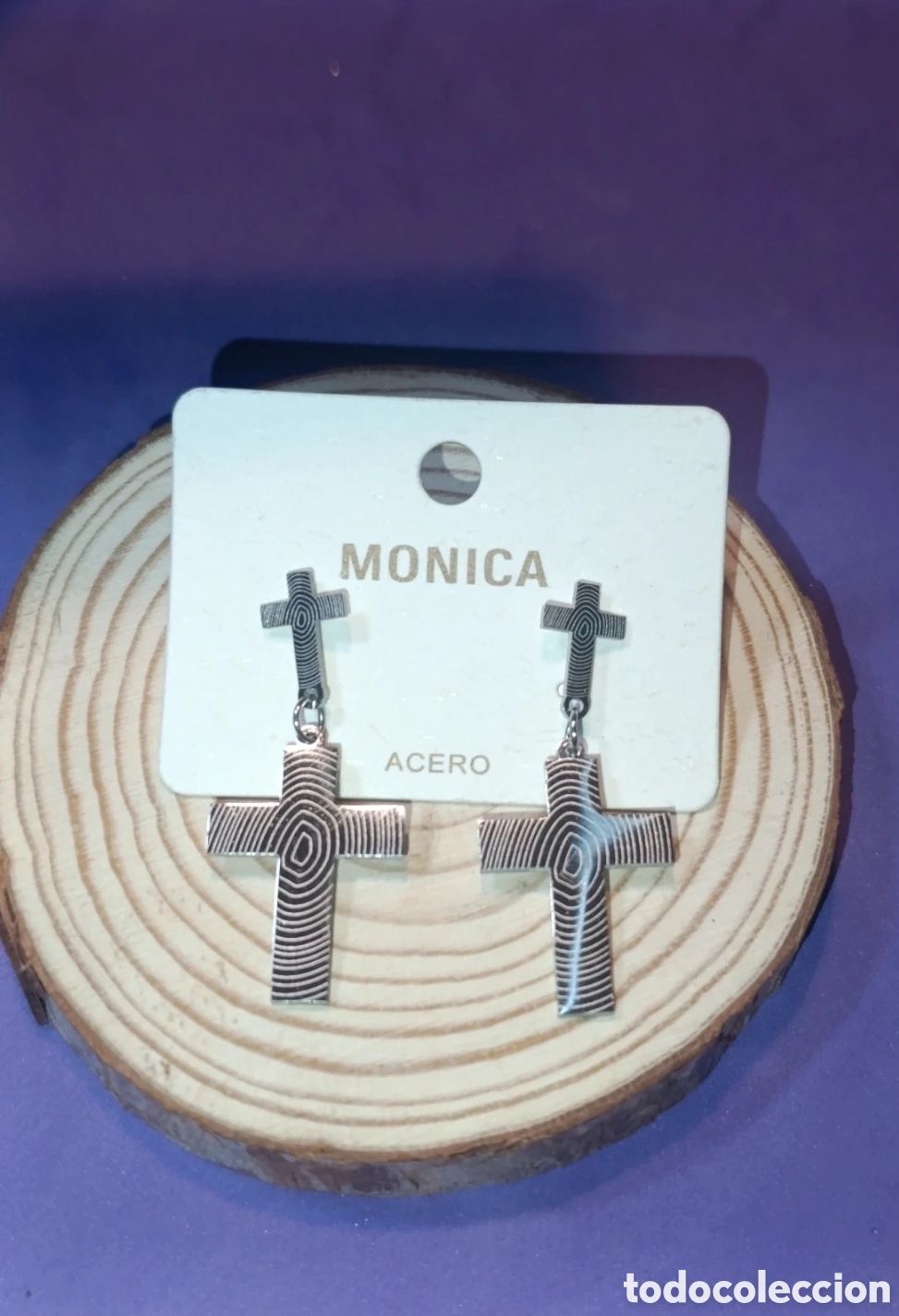 Joyeria: Pendientes acero plateado dise&ntilde;o de cruces dobles. Monica