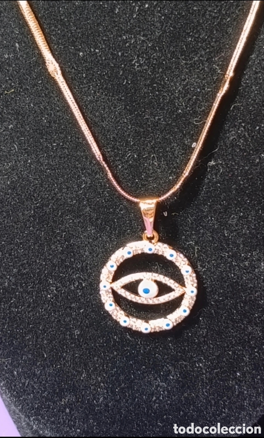 Joaillerie: Collar Ojos Turcos oro laminado y circonitas 46 cms