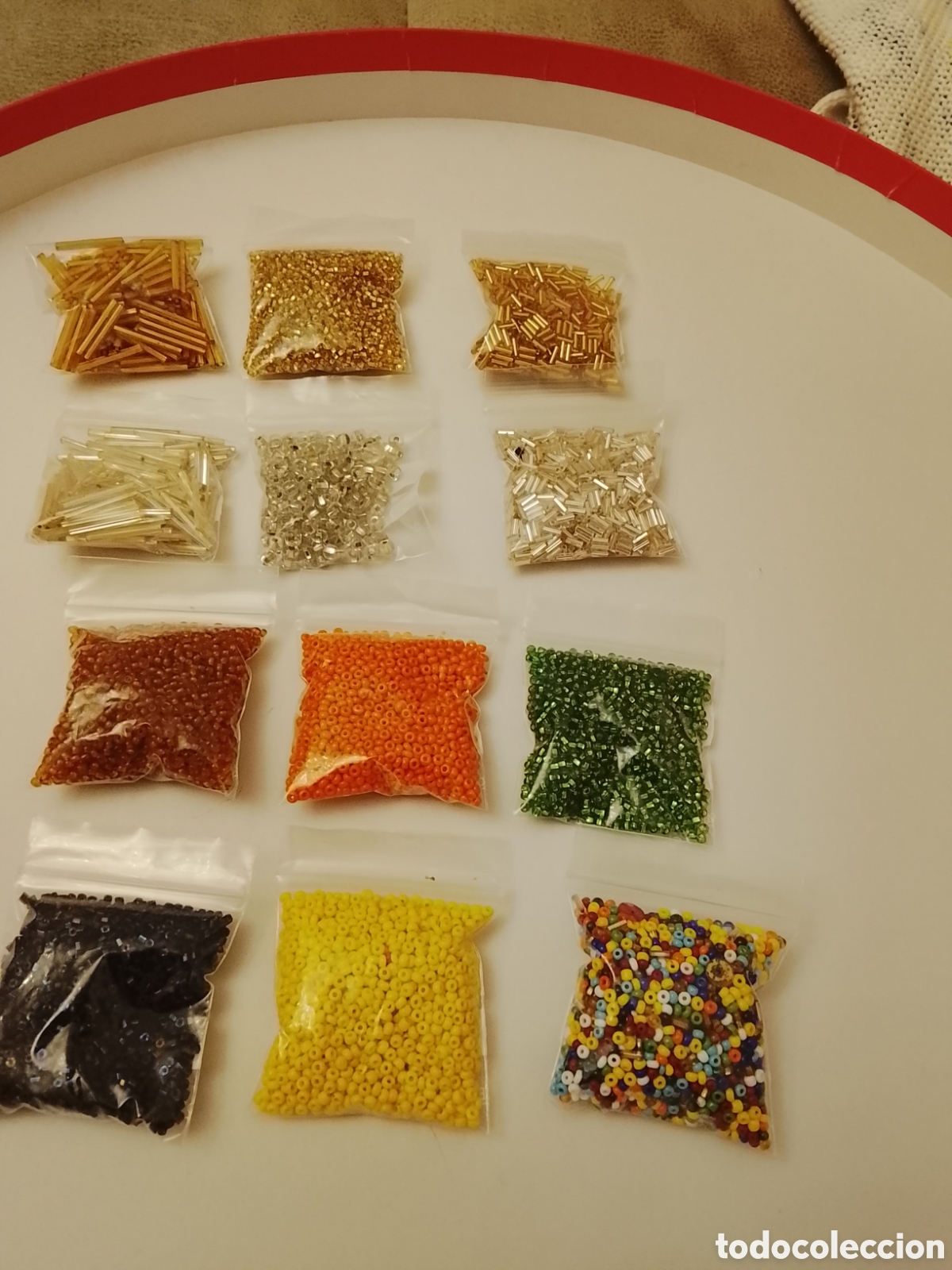 Joyeria: Lote de 12 bolsitas de abalorios de cristal ,de colores surtidos Ver fotos y leer descripci&oacute;n