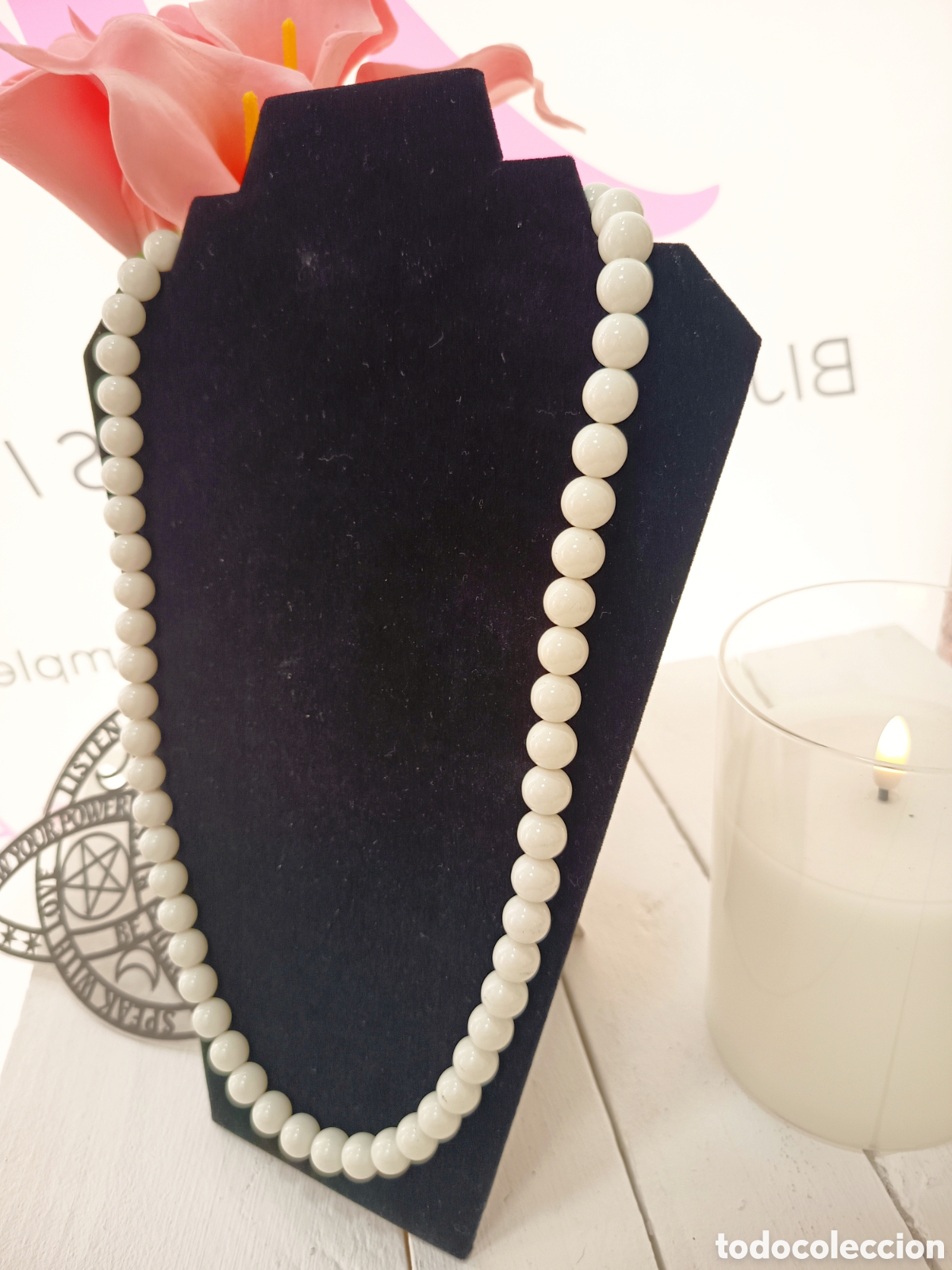 Joyeria: Collar perla blanca de cristal, a&ntilde;o 2000, nuevo - Foto 2