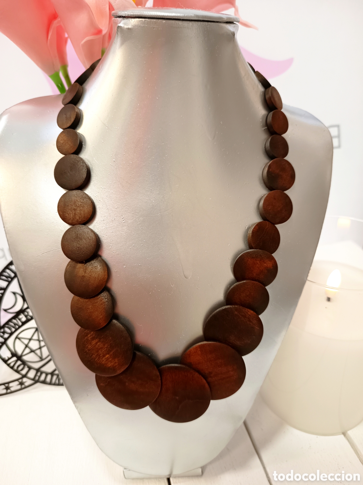 Joyeria: Collar bohemio de madera color marr&oacute;n, nuevo - Foto 2