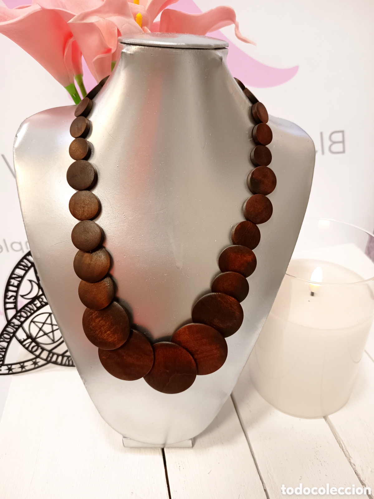 Gioielleria: Collar bohemio de madera color marr&oacute;n, nuevo