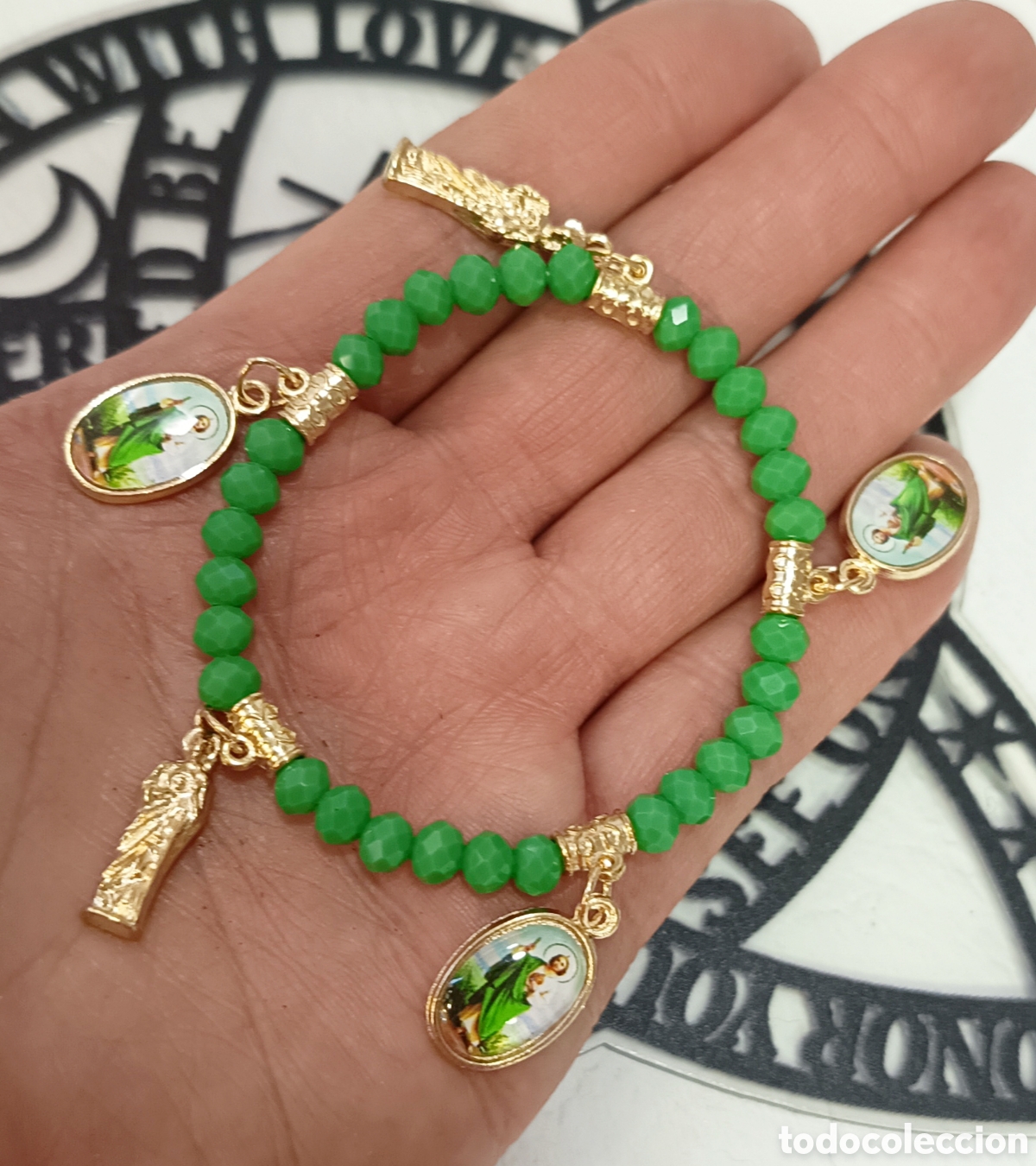 Joyeria: Pulsera de petici&oacute;n San Judas Tadeo para casos dif&iacute;ciles, preparada con palo santo, nueva