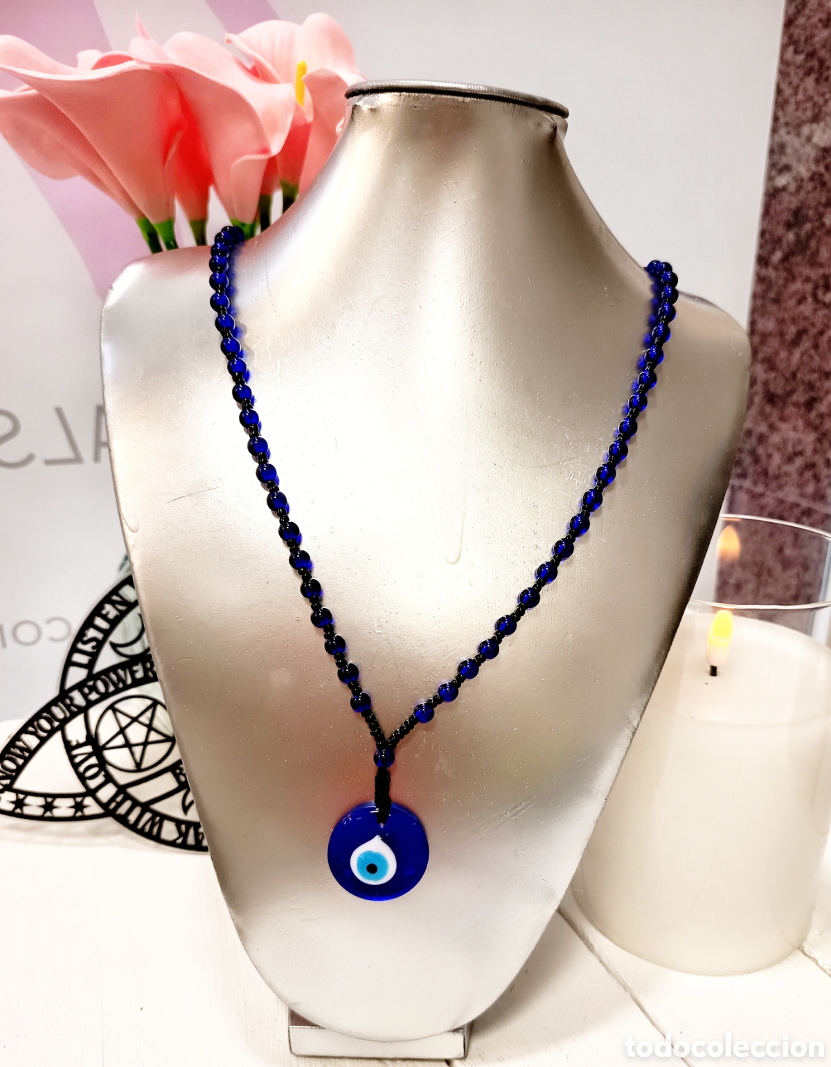 Joyeria: Collar de protecci&oacute;n Ojo Turco de cristal preparado energ&eacute;ticamente con palo santo, nuevo