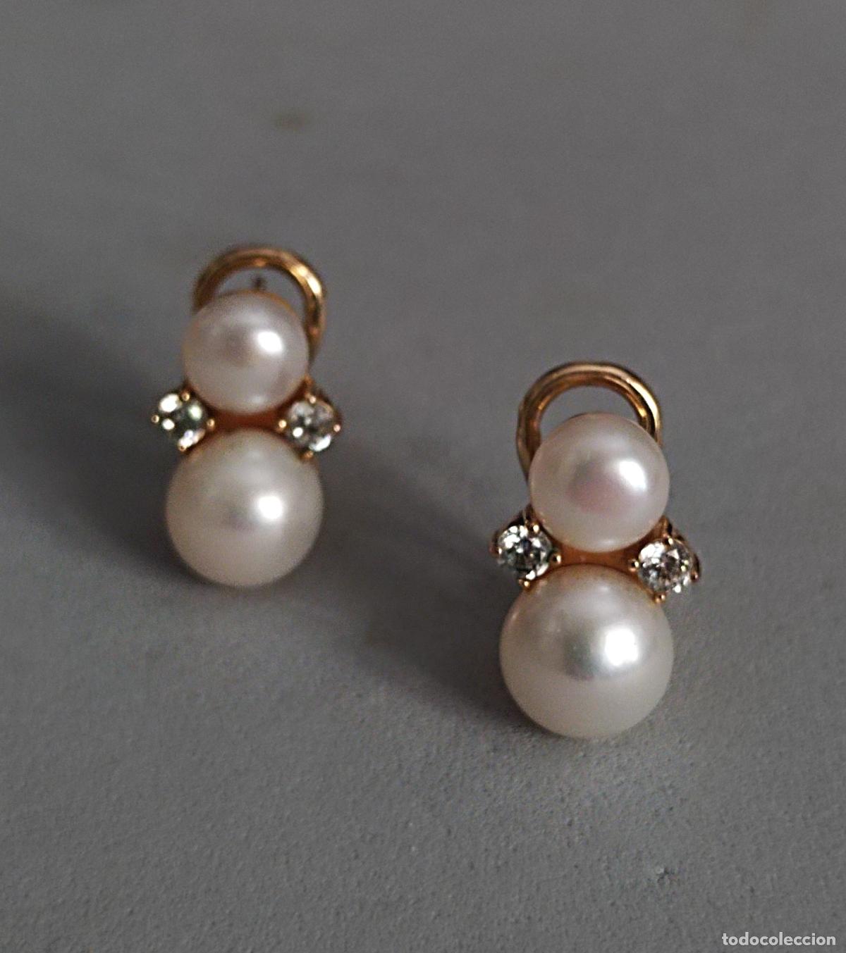 Joyeria: Pendientes dorados con perlas, cierre de omega. - Foto 4