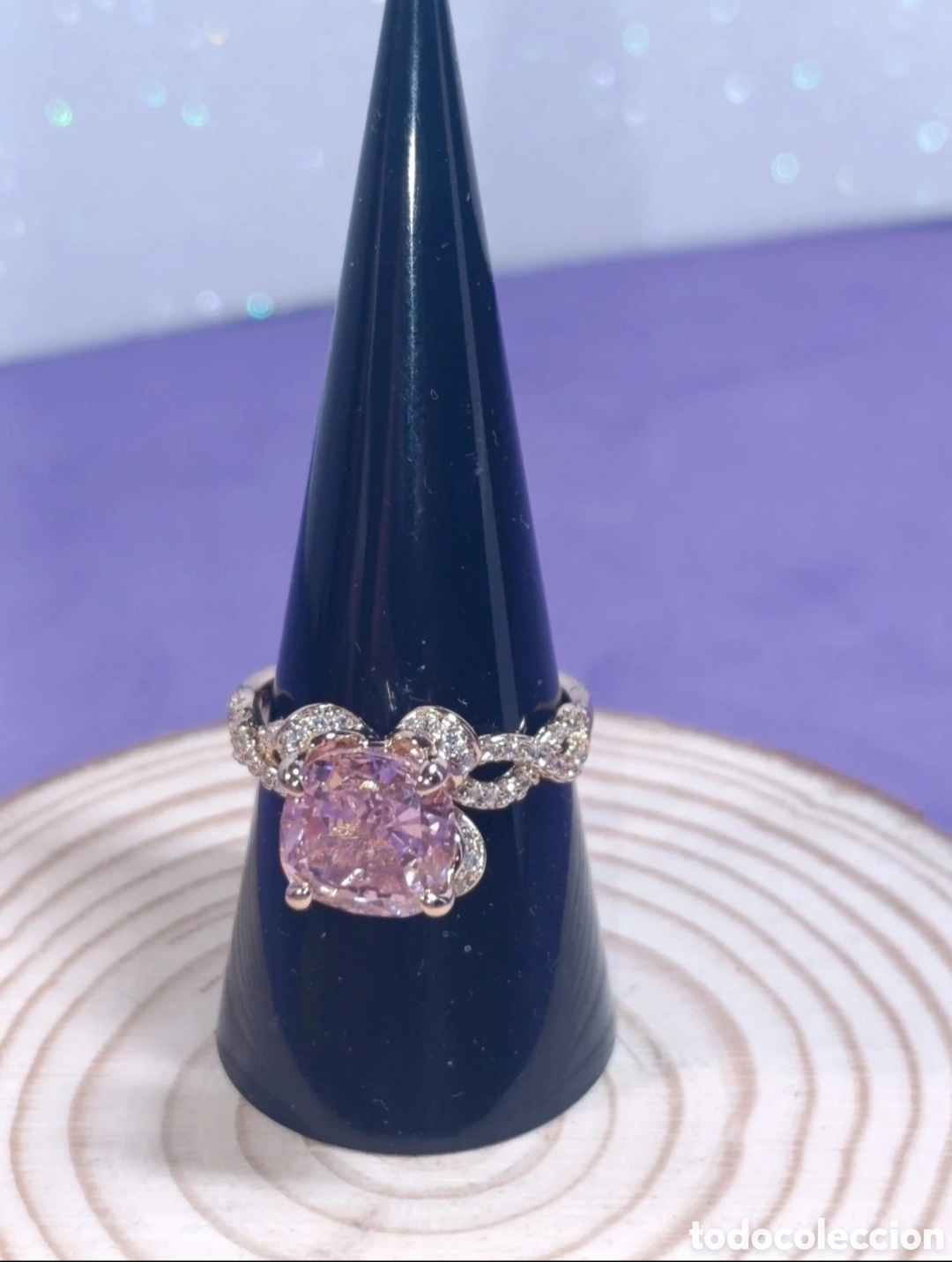 Joyeria: Anillo oro laminado circonita rosa Xuping talla 9