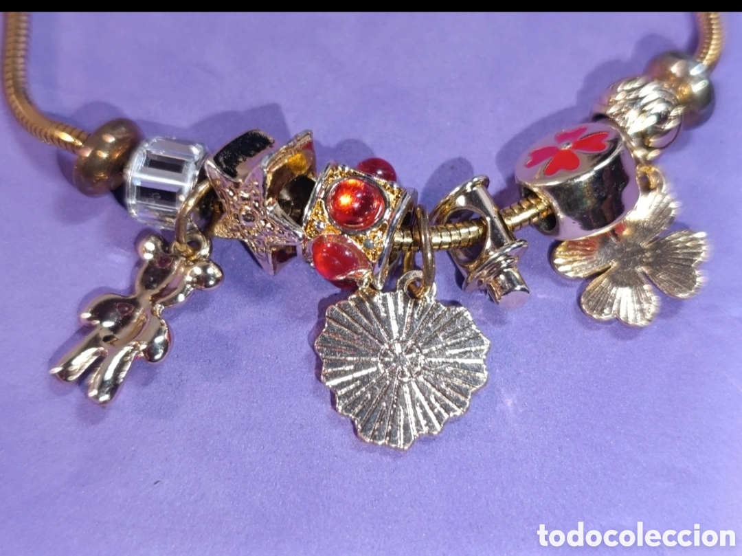 Joyeria: Collar acero dorado Dijes rojos 46 cms - Foto 3