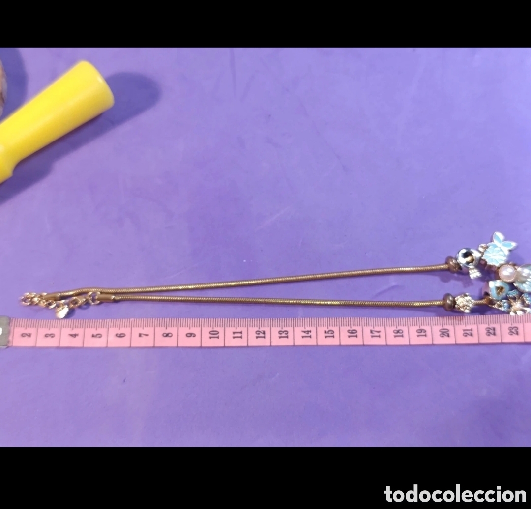 Joyeria: Collar acero dorado Dijes azules 46cms - Foto 3