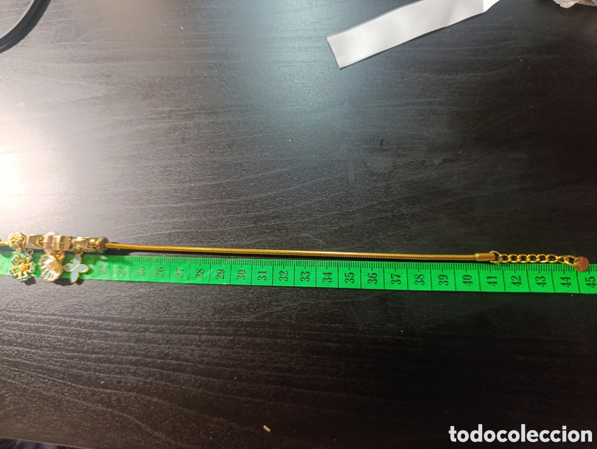 Joyeria: Collar acero dorado Dijes azules 46cms - Foto 5