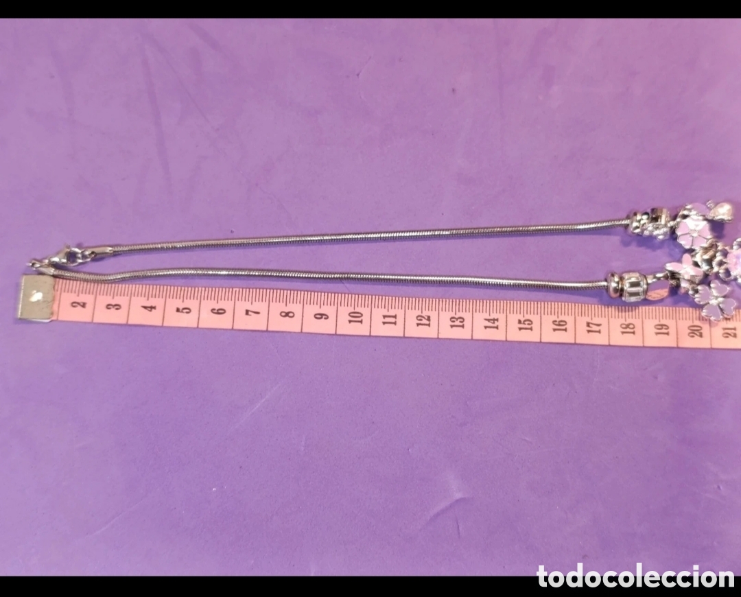 Joyeria: Collar acero plateado Dijes violetas 46 cms - Foto 5