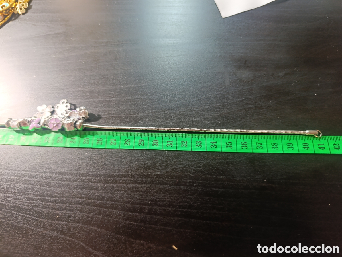 Joyeria: Collar acero plateado Dijes violetas 46 cms - Foto 6