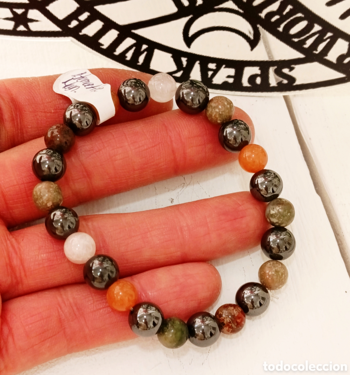 Joyeria: Pulsera de protecci&oacute;n hematita im&aacute;n y piedra semipreciosa preparada con palo santo, nueva